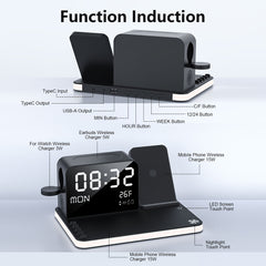 7 in 1 Dual Phone Wireless Charging Station with Night Light & Smart Display