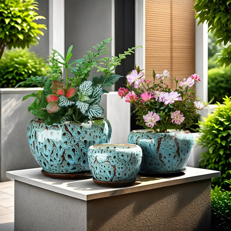 3pcs Decorative Flower Pots with Trays by Snagg A Pot