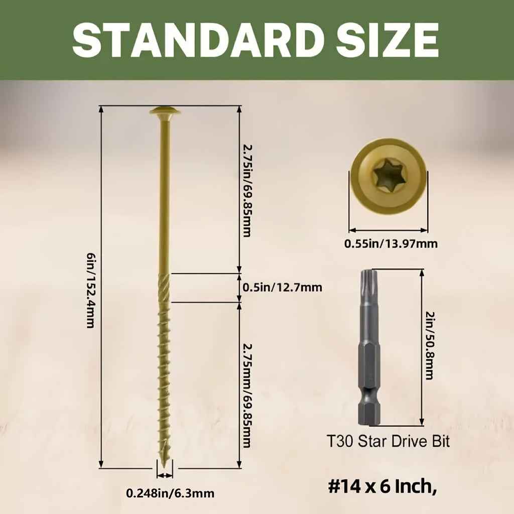 100pcs Heavy Duty Construction Screws - 15.24cm - Power Tools Gadget