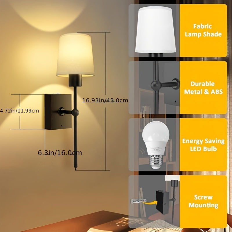 2pcs Black/Gold Wall Lights Rechargeable Battery LED with 3000K–6000K by Snagg A Wall Light