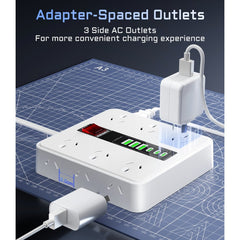 18-in-1 Powerboard with USB-C | Surge Protector Power Strip (2m Extension) by Snagg An Extension Cable