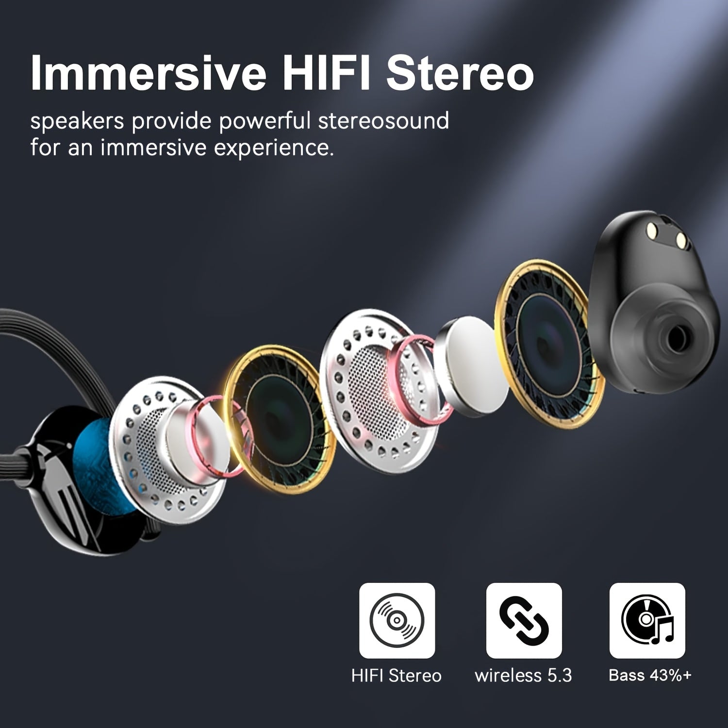 Wireless 5.3 Sports Earbuds | In-Ear Headphones with Hook & Deep Bass (48H Playtime) by Snagg An EarBud