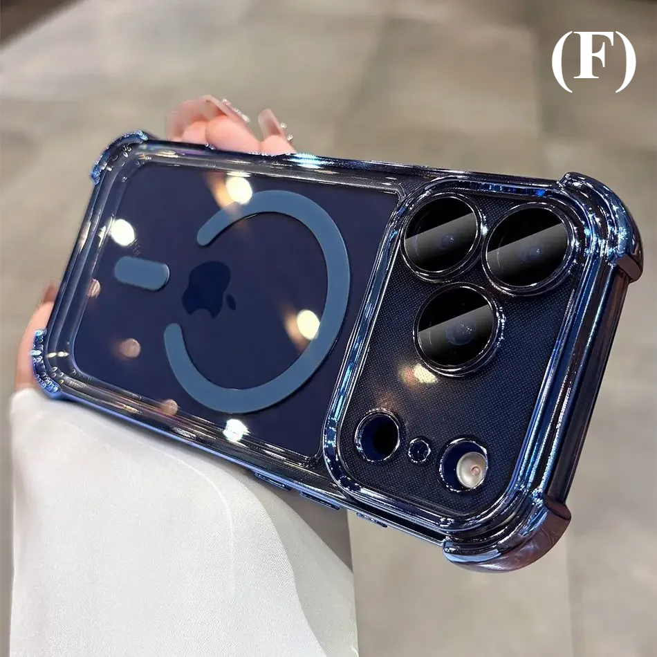 Transparent Airbag Magsafe Shockproof Case for iPhone 16 Series - F - Blue / Pro Max - Phone Cases & Covers