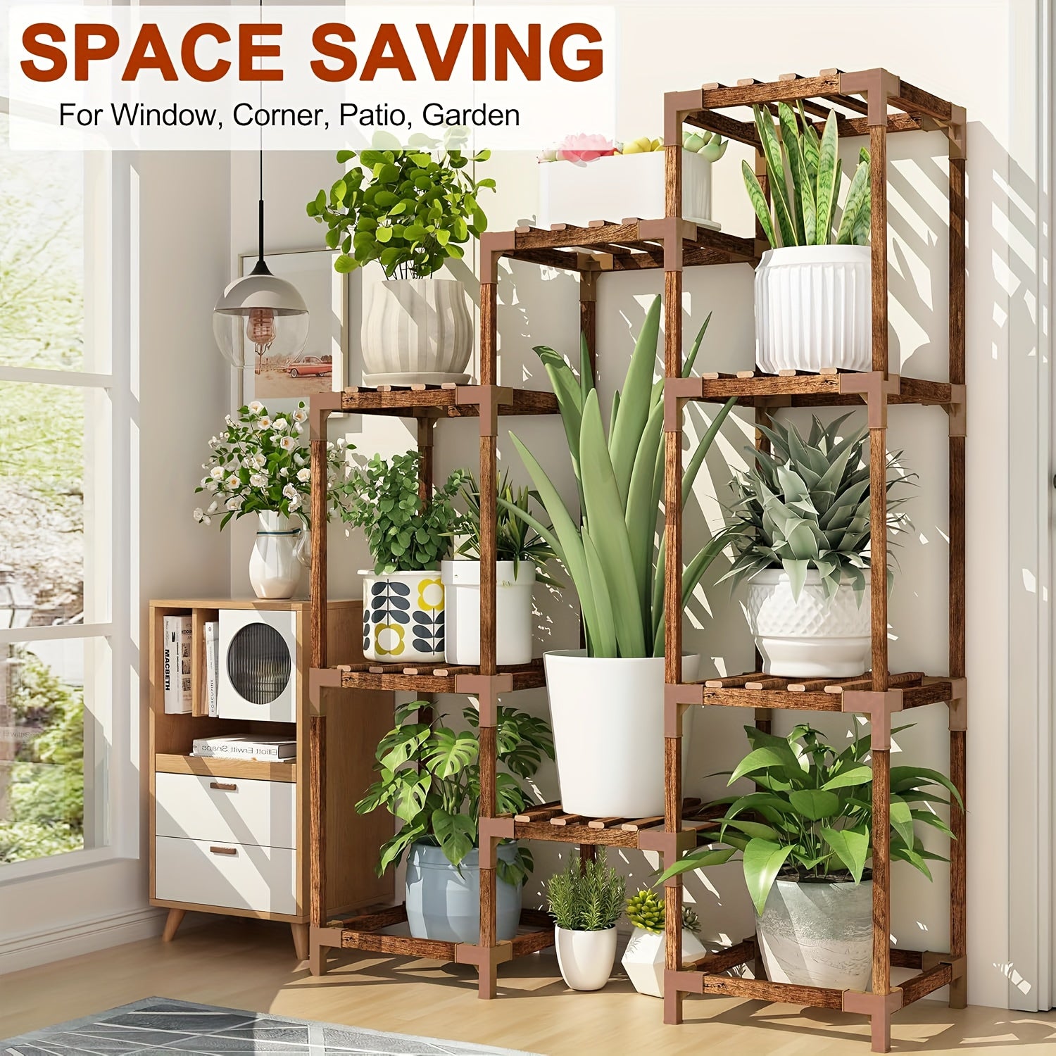 Large Tall Wooden Plant Shelf Rack by Snagg A Rack
