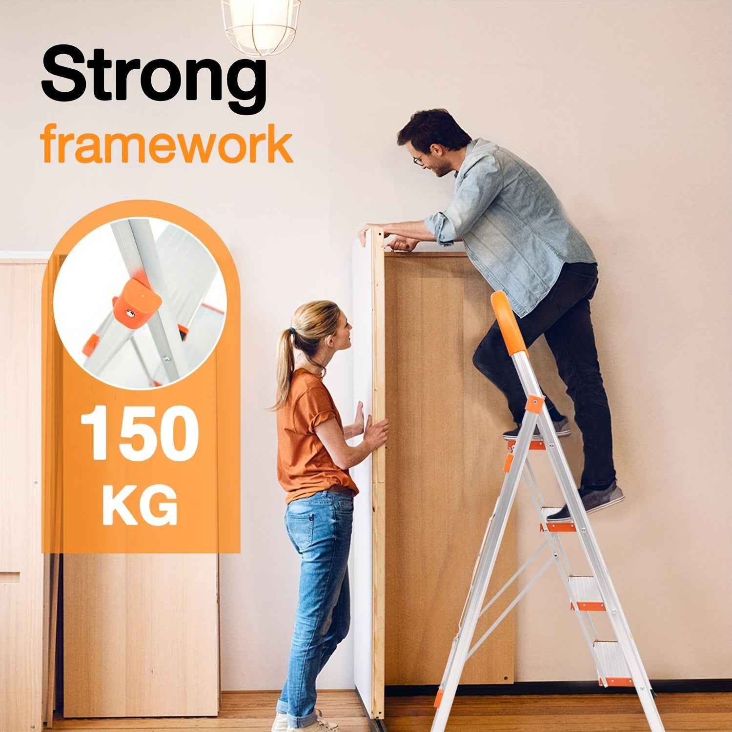 4 Step Folding Aluminium Non Slip Ladder