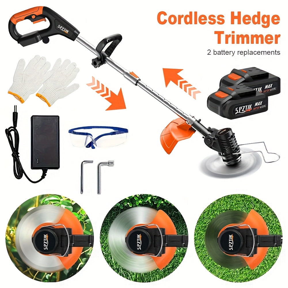 Cordless Lawn Trimmer with 17 Blades & Dual Battery