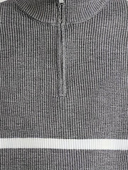 Casual Knitted Men’s Pullover with High Neck & Quarter Zip - SnaggIt