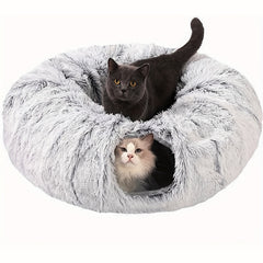 Plush Cat Tunnel Bed with Play Mat by Snagg A Cave