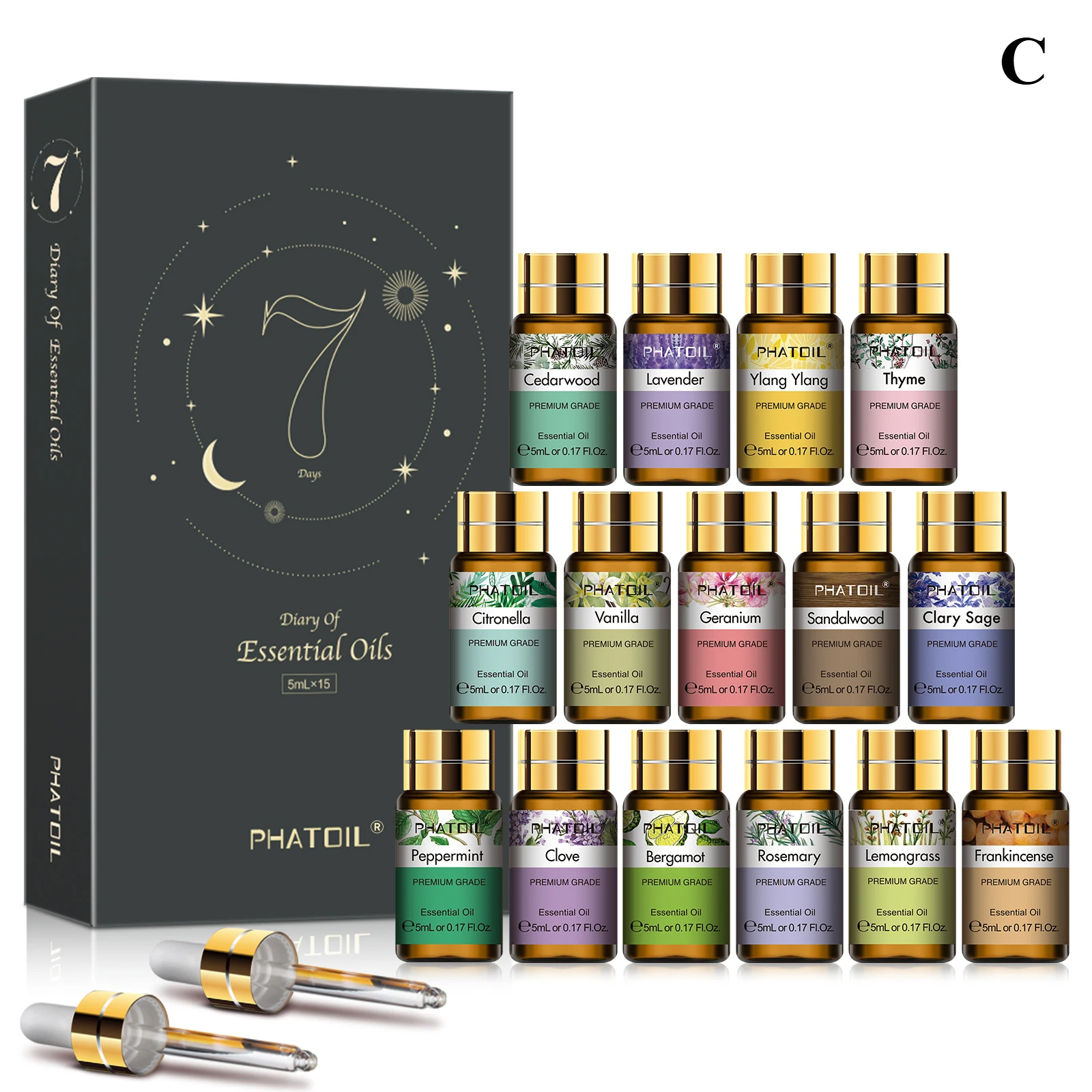 12pcs/15pcs Aromatherapy Essential Oil Set - 100% Pure Botanical Library for Diffusion, Wellness & Environmental Purification