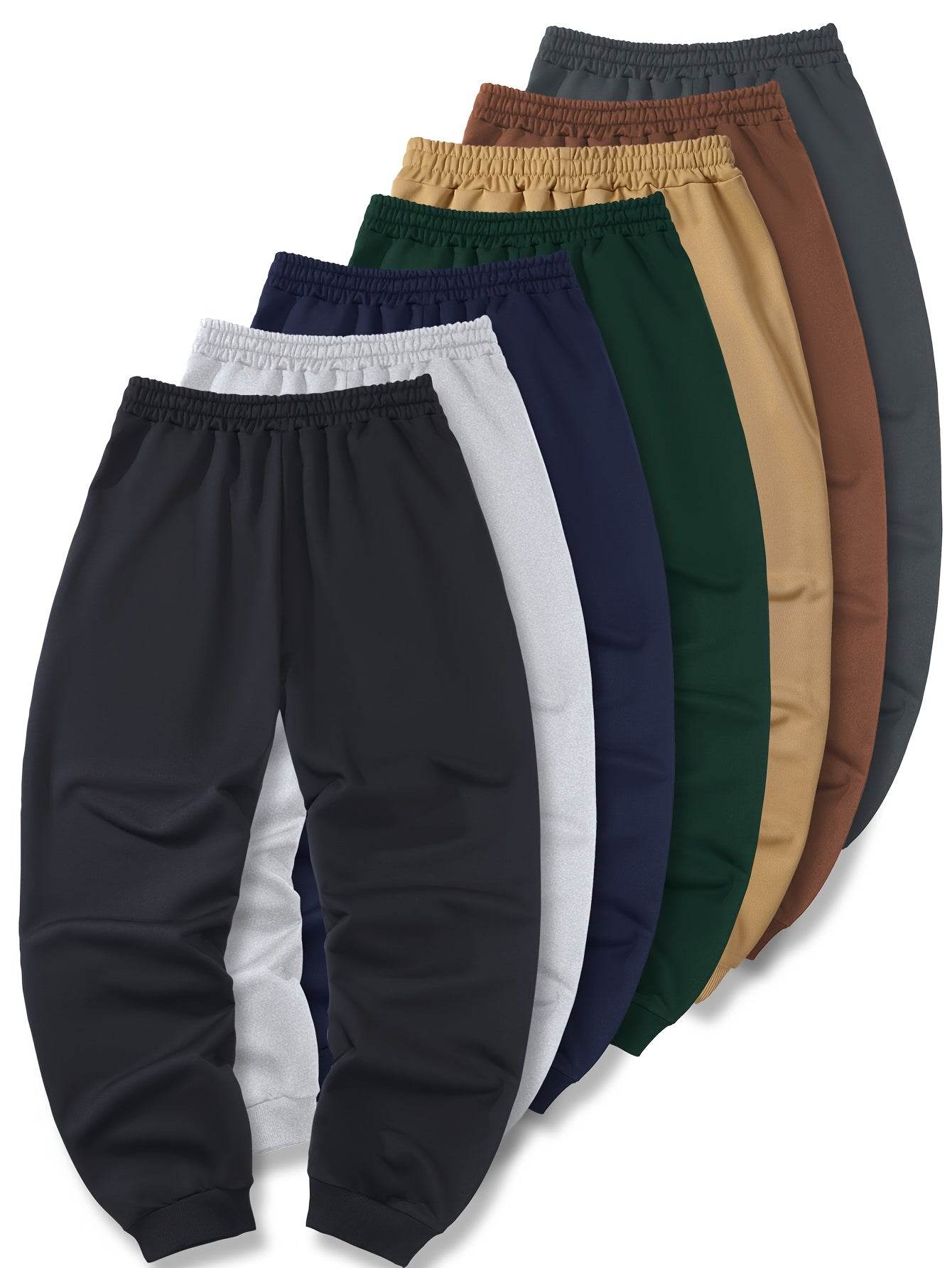 7pcs Men’s Solid Color Joggers – All-Season Sportswear Pack - SnaggIt