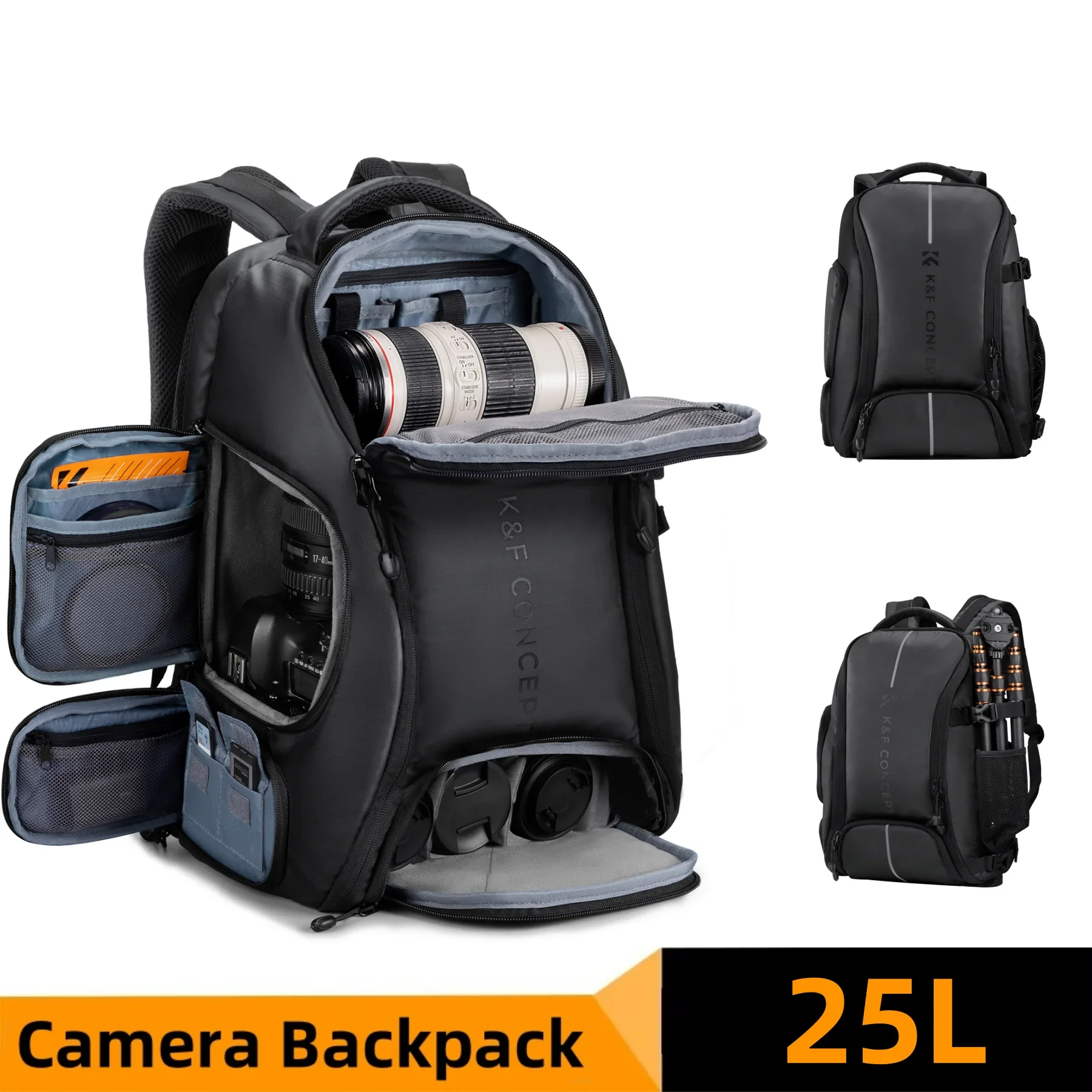 25L Waterproof Camera Backpack with Tripod Strap & Rain Cover – 15" Laptop