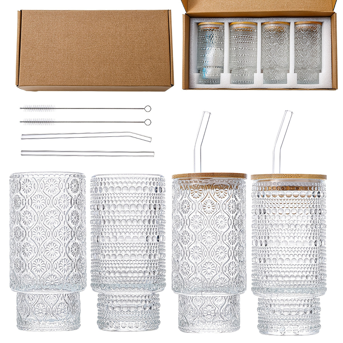 Premium Hobnail Glass Tumbler Set 4 11oz Non Slip Home by Snagg A Cup