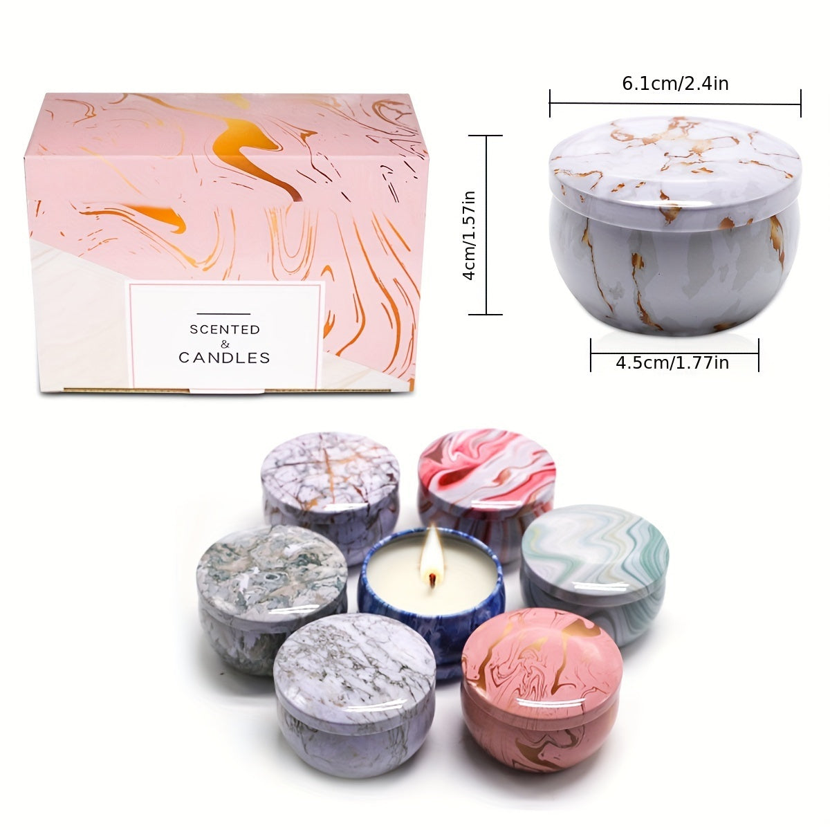 12 Piece Marble-Style Scented Candle Gift Set by Snagg A Candle
