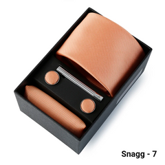 Luxury Men’s Tie Set Solid Colour Slim Necktie Hanky Cufflinks & Clip - Snagg - 7 - Others In Fashion