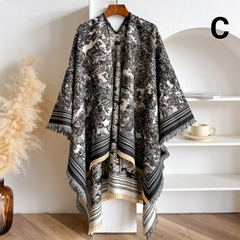 Luxury Double Sided Animal Print Poncho For Women - C - Black - Others In Fashion