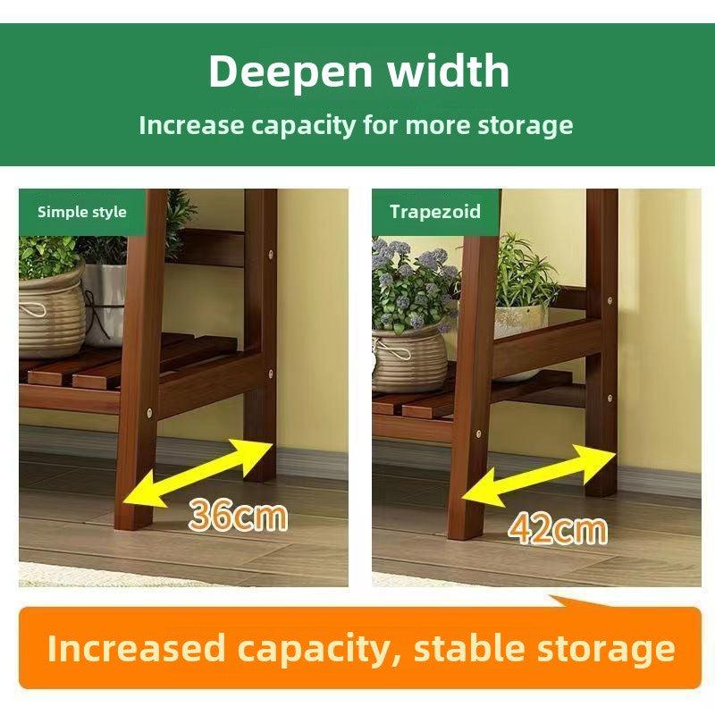 Large Bamboo Plant Shelf with Storage by Snagg A Rack