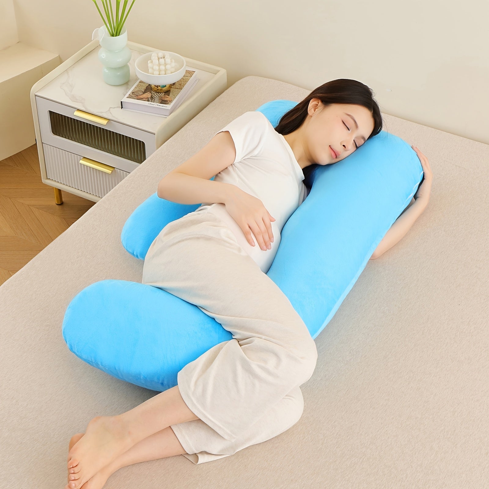 Crystal Velvet J-Shaped Pregnancy Pillow – Full Body Support by Snagg A Pillow