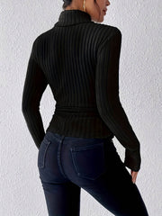 3pcs Women’s Ribbed Turtleneck Long Sleeve Tops - SnaggIt