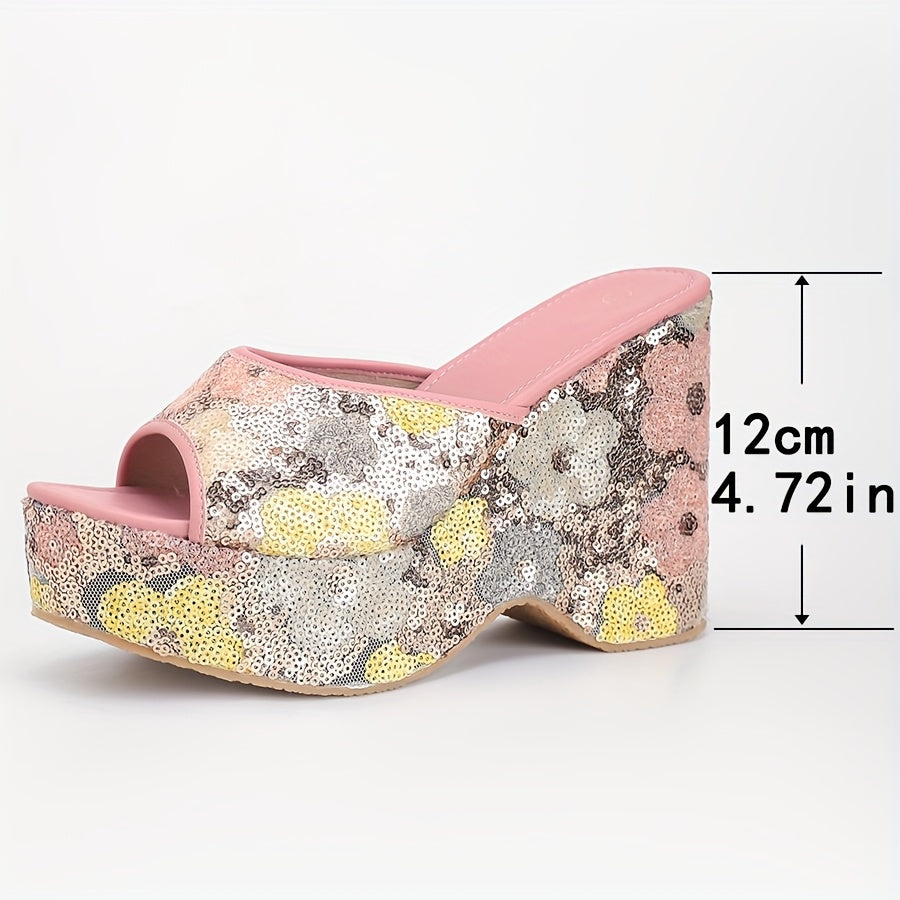 Women’s Floral Sequin Wedge Sandals by Snagg A Sandal