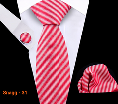 Classic Plaid Tie Set for Men - Necktie with Matching Pocket Square & Cufflinks - Snagg - 31 - Others In Fashion