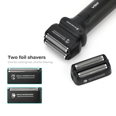 Professional 9000 RPM Dual Purpose Foil Shaver – Titanium Flexing Foils & IPX6 Waterproof System