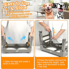 Elevated Dog Bowl Stand with 2 Stainless Steel Bowls by Snagg A Feeder