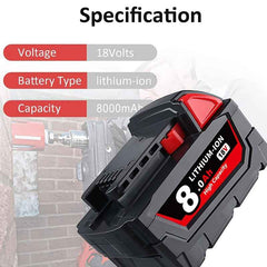 4 Pack 18 V 8.0 Ah Lithium-Ion Batteries — Replacement for Milwaukee M18 Cordless Tools (48-11-18 Series)