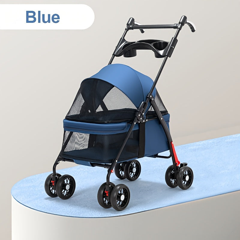 Foldable 4-Wheel Travel Carriage with Mesh Windows by Snagg A Pet Stroller