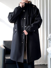 Men’s Mid-Length Beige Hooded Trench Coat by Snagg A Coat