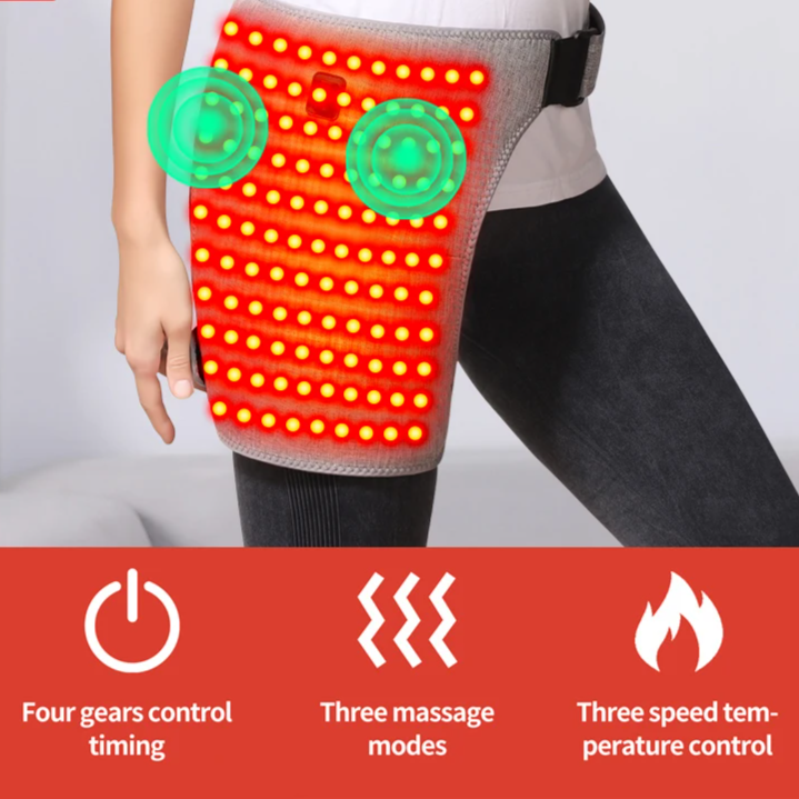 Hip Massager with Red Light Heat & Vibration Therapy – Muscle Recovery & Joint Relief Support