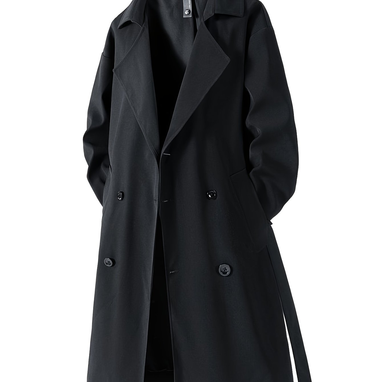 Elegant Men’s Black Double-Breasted Trench Coat by Snagg A Coat