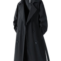 Elegant Men’s Black Double-Breasted Trench Coat by Snagg A Coat