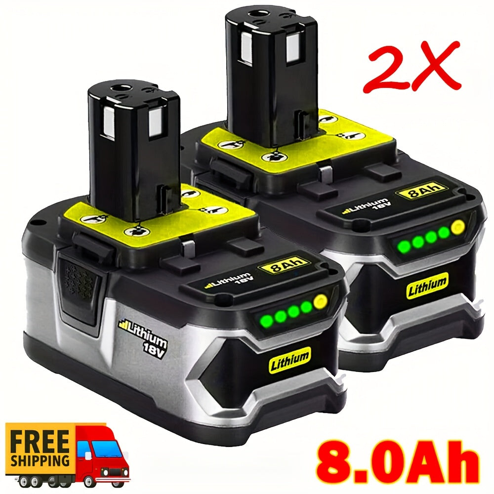 8.0Ah High-Capacity Replacement Battery for Ryobi 18V ONE+