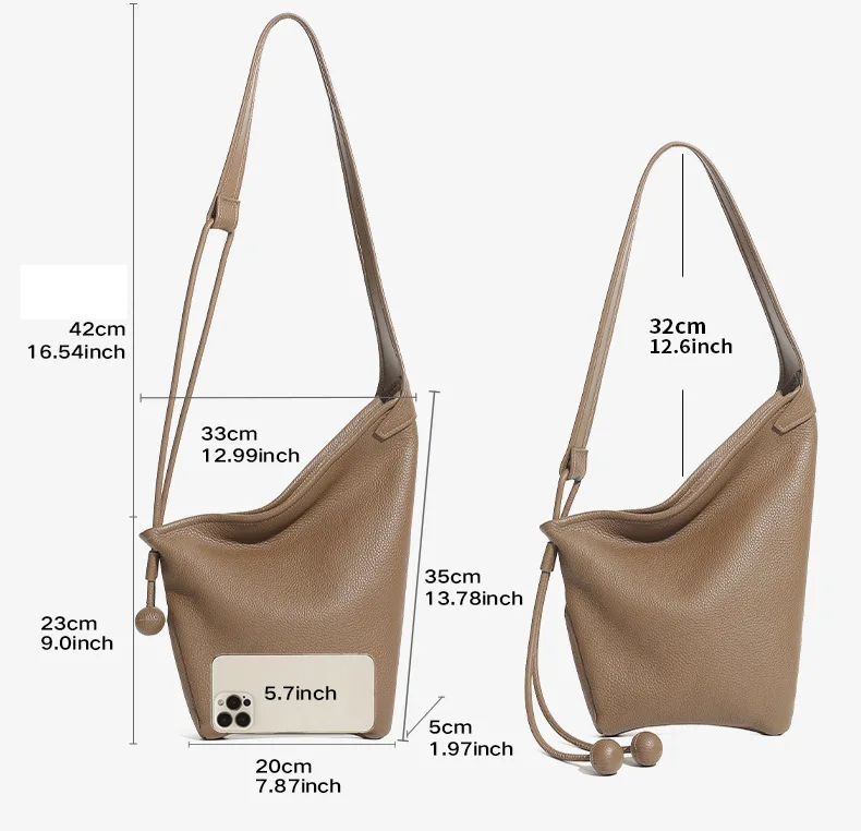 Genuine Leather Women's Shoulder Tote – Luxury Shopping Bag with Slit Pocket for All Seasons