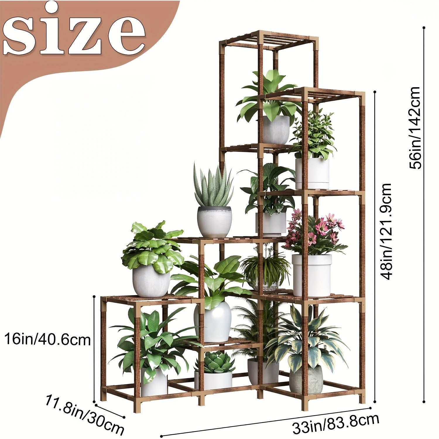 Large Tall Wooden Plant Shelf Rack by Snagg A Rack