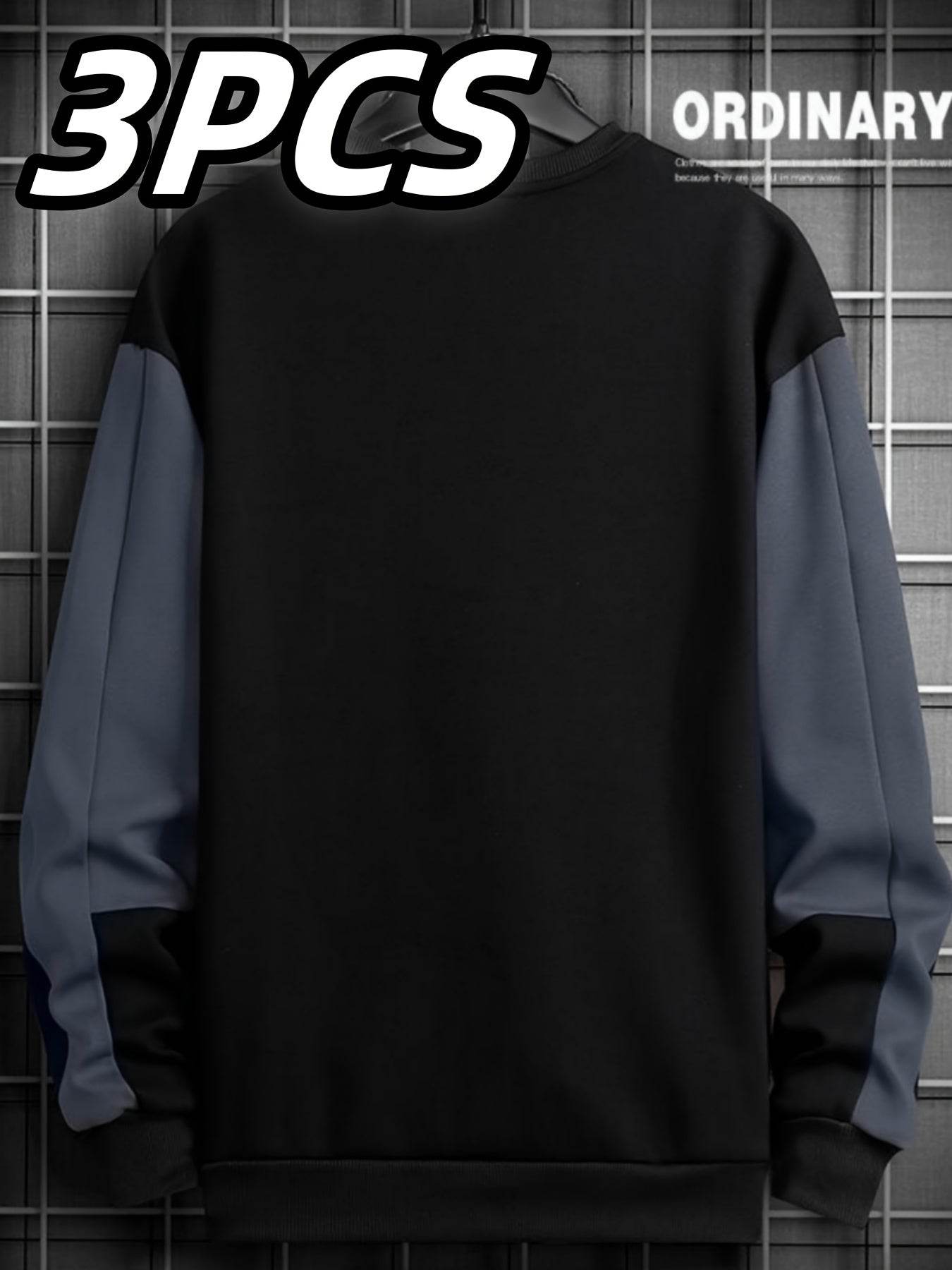 3pcs Men’s Solid Color Hoodies - SnaggIt