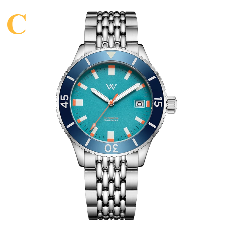 Automatic Mechanical Diver Watch – NH35 Ceramic Bezel | Sapphire AR Glass | 200M Waterproof - C - BLUE - Men’s Watches