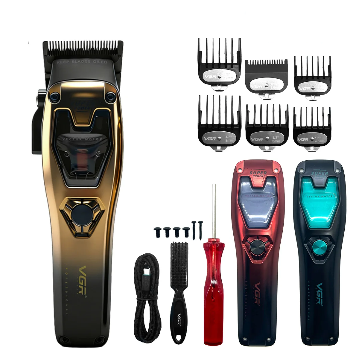 Professional 11000 RPM Vector Motor Clipper – High Velocity DLC Precision System with Modular Color Housing