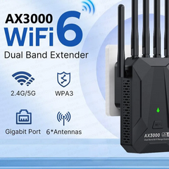 3000Mbps WiFi 6 Repeater Dual-Band 2.4G/5GHz Gigabit Signal Booster by Snagg A WiFi Booster