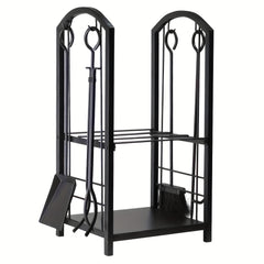 Wrought Iron Firewood Log Rack with Fireplace Tool Set by Snagg A Rack