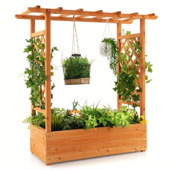 Large Wooden Raised Planter Box with Trellis by Snagg A Garden Bed