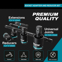 20PCS 1/4" 3/8" 1/2" Impact Socket Adapters, Reducers & Universal Joints Set