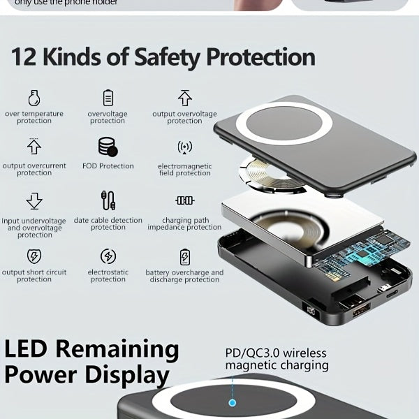10000mAh Wireless Magnetic Power Bank by Snagg A Power Bank