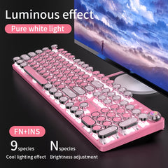 Pink Mechanical Keyboard – Retro Punk Keycaps with Blue Switches by Snagg A Keyboard