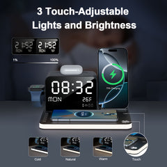 7 in 1 Dual Phone Wireless Charging Station with Night Light & Smart Display