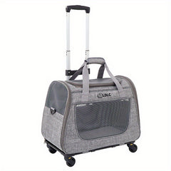 Portable Travel Pet Rolling Carrier with Detachable Handle & Wheels by Snagg A Pet Carrier