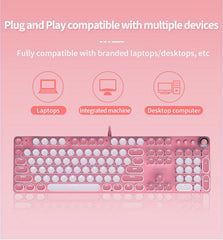 Pink Mechanical Keyboard – Retro Punk Keycaps with Blue Switches by Snagg A Keyboard