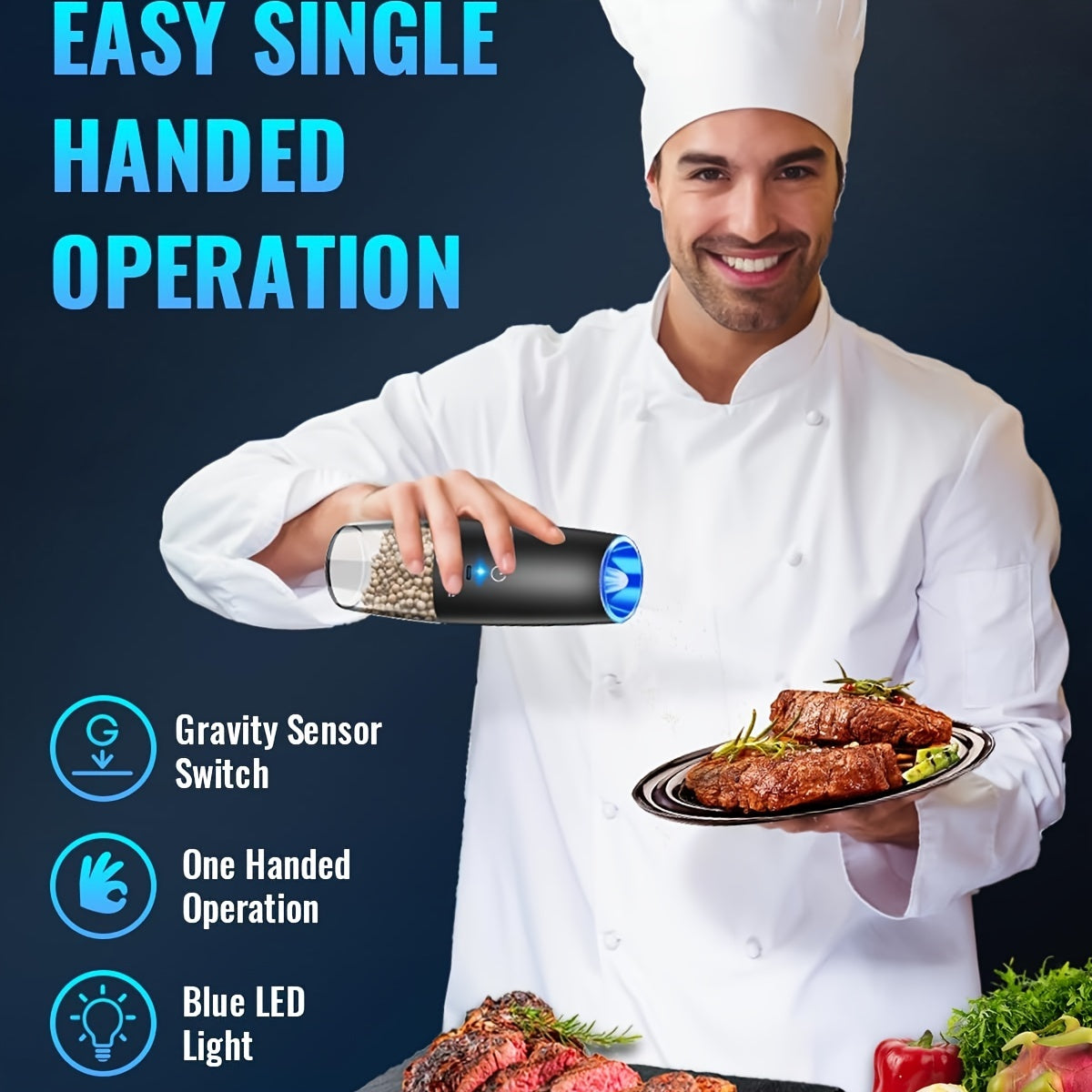 Rechargeable Electric Salt & Pepper Grinder Set by Snagg A Grinder