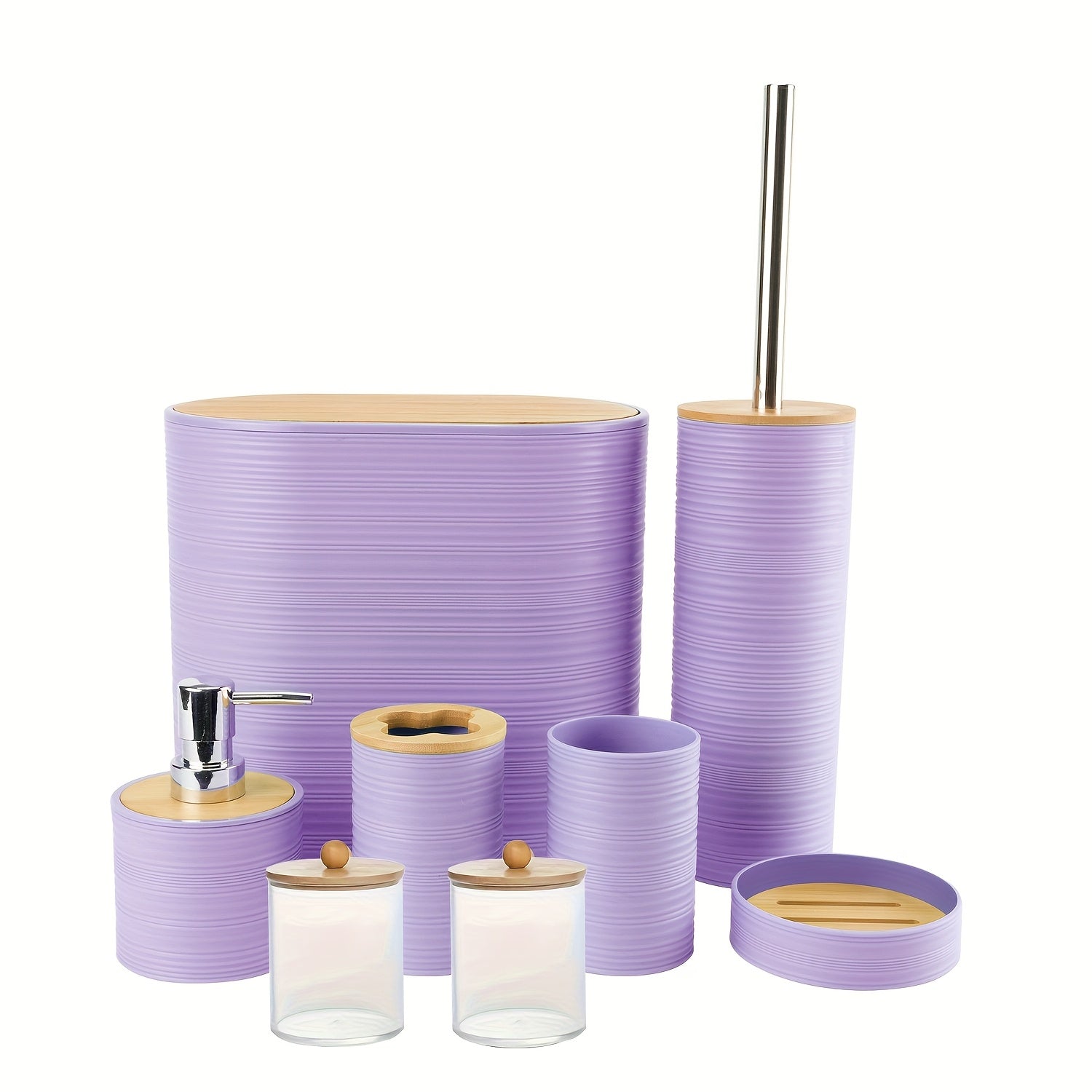 8 Pcs Bamboo Bathroom Accessory Set by Snagg A Bathroom Set