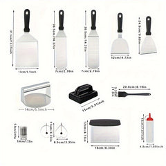 18 Piece Stainless Steel Flat Top Grill Accessories Set by Snagg A BBQ Tool Set